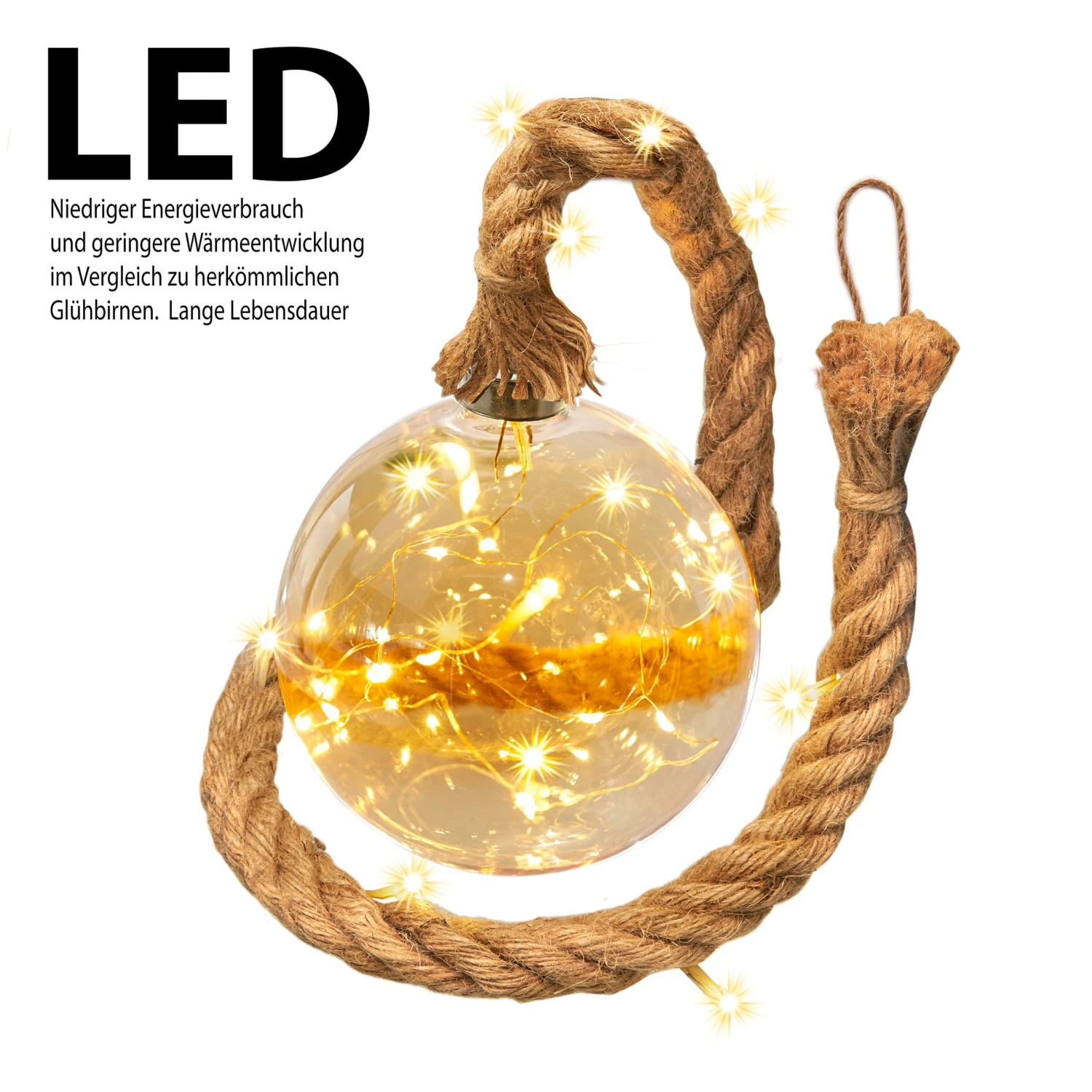 LED Dekolicht 15 Cm Kugelform Am Seil NICHT ERFORDERLICH In Bernstein 3 LED Dekolicht 15 Cm Kugelform Am Seil NICHT ERFORDERLICH In Bernstein