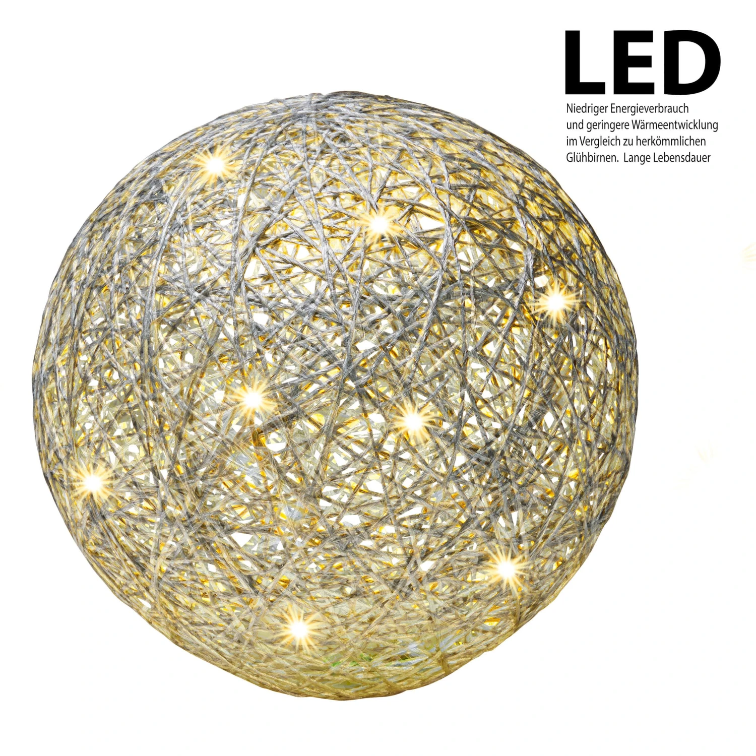 LED Kugel Ball Flechtoptik NICHT ERFORDERLICH In Silber 4 LED Kugel Ball Flechtoptik NICHT ERFORDERLICH In Silber – Bild 2