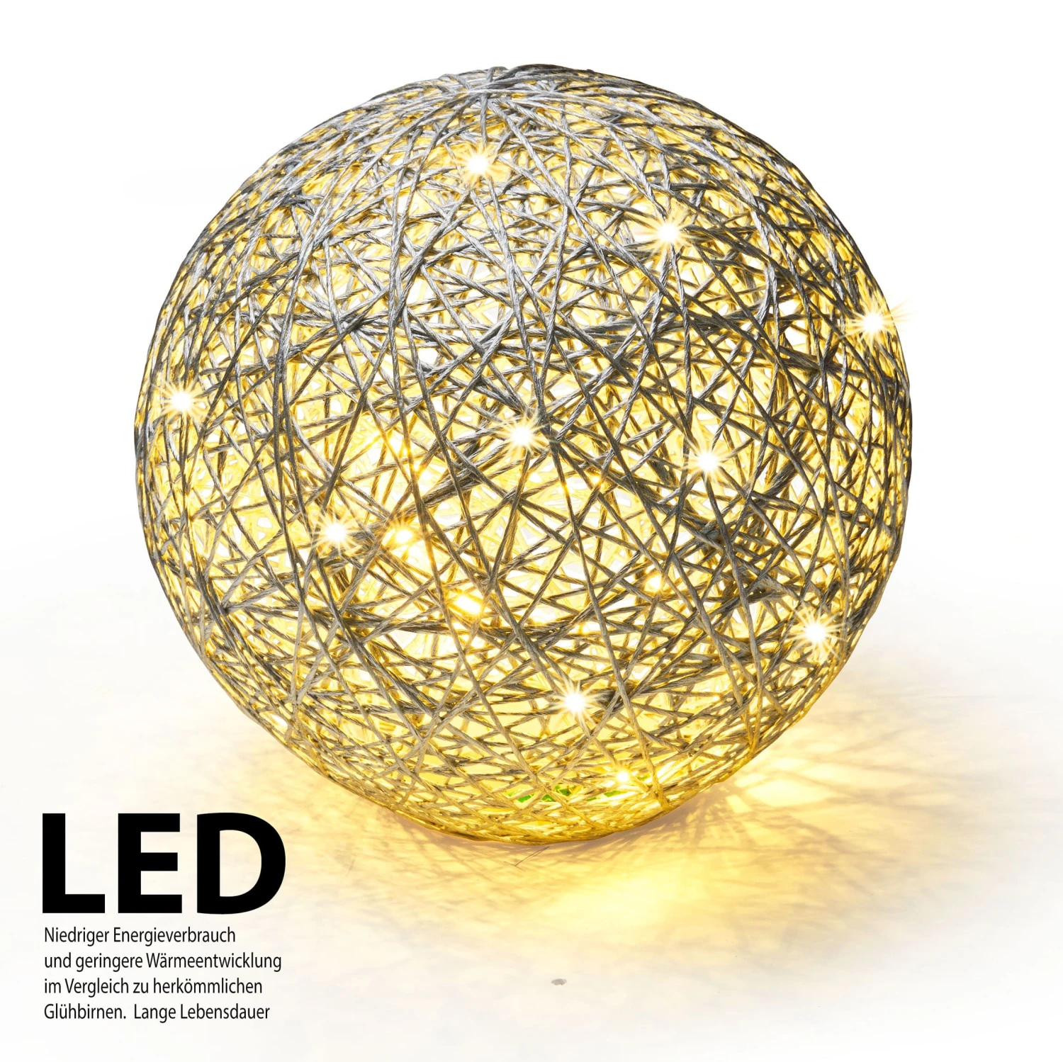 LED Kugel Ball Flechtoptik NICHT ERFORDERLICH In Silber 6 LED Kugel Ball Flechtoptik NICHT ERFORDERLICH In Silber – Bild 4