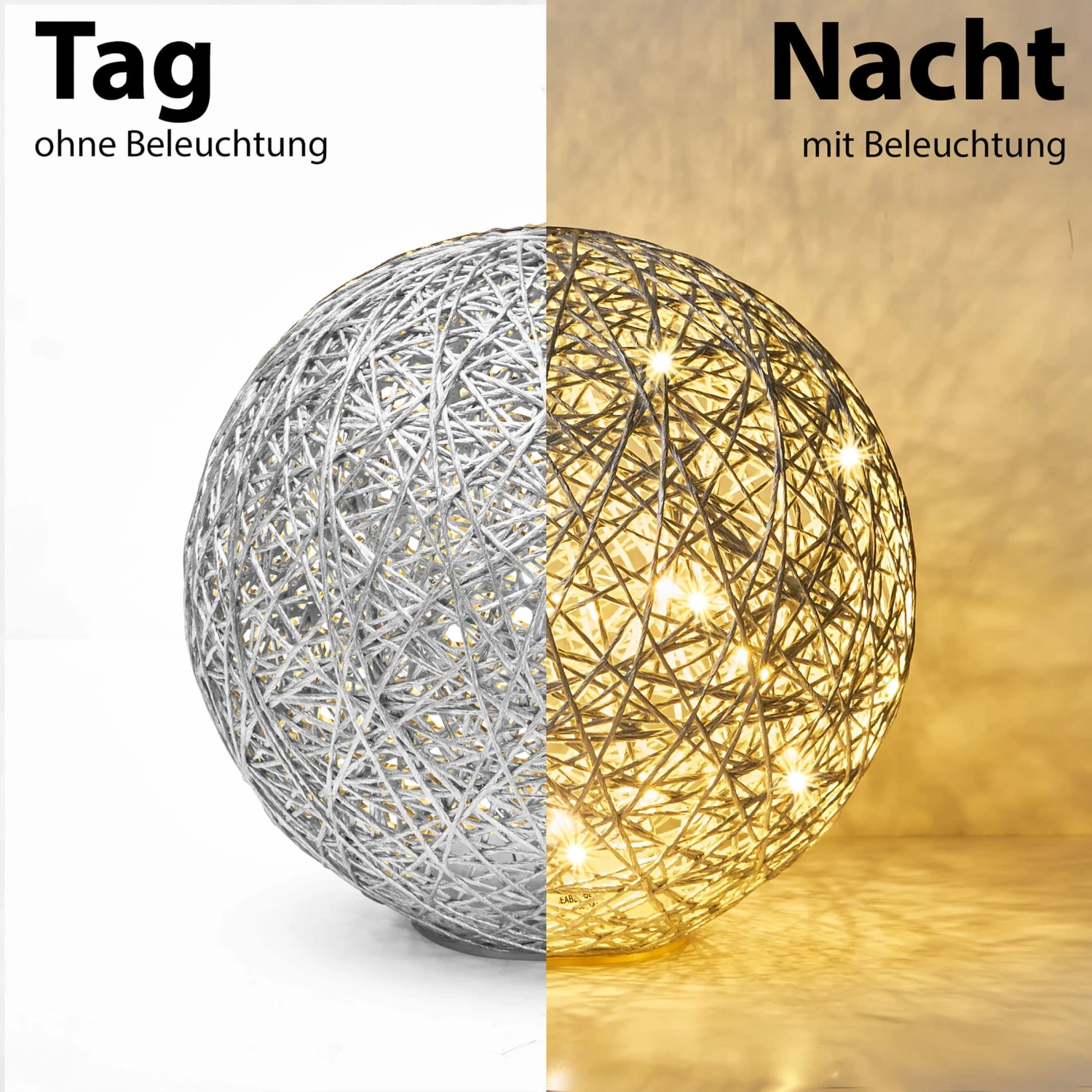 LED Kugel Ball Flechtoptik NICHT ERFORDERLICH In Silber 8 LED Kugel Ball Flechtoptik NICHT ERFORDERLICH In Silber – Bild 6