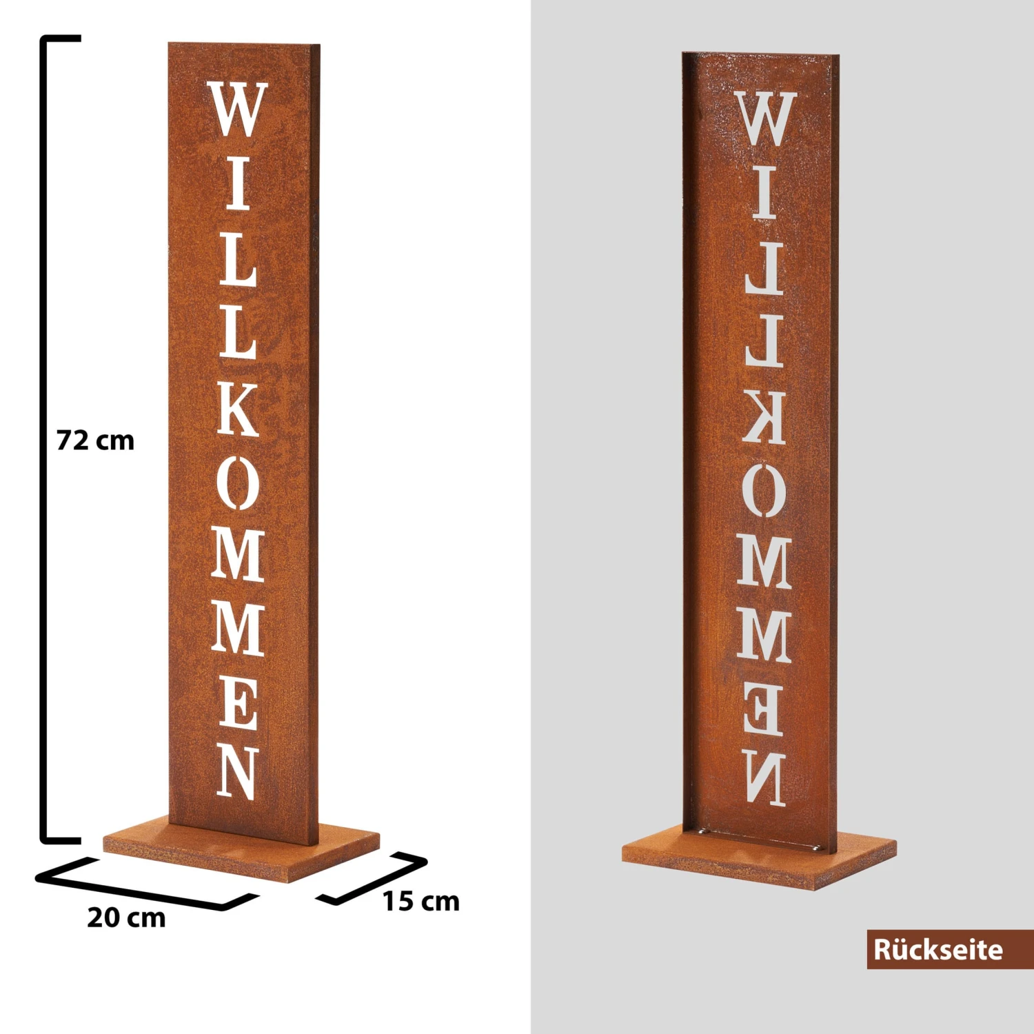 Stahl Standschild Willkommen In Rost 7 Stahl Standschild Willkommen In Rost – Bild 5
