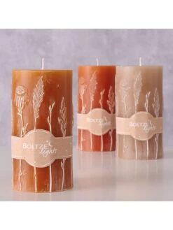 3er-Set: Stumpenkerzen "Kornelia" In Orange - 3x 412 G -Heimdekoration boltze 3er set stumpenkerzen kornelia in orange 3x 412 g 5