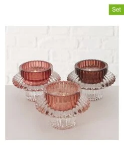 3er-Set: Teelichthalter "Phyllis" In Rot - (H)6 Cm