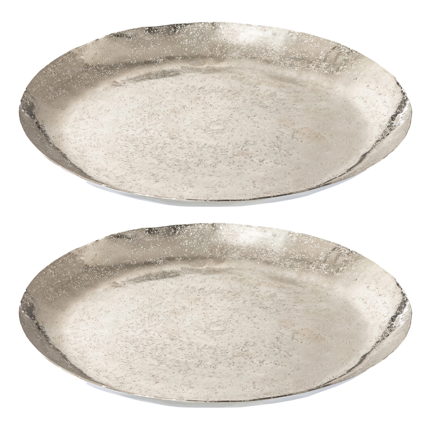 Deko-Teller Aus Metall In Silber 2 Deko-Teller Aus Metall In Silber -Heimdekoration creativ home deko teller aus metall in silber