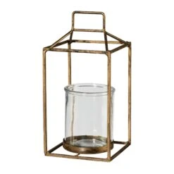 Windlicht Aus Metall Und Glas In Gold