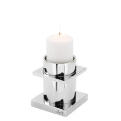 Stumpenhalter "Memphis" In Silber - H. 15 Cm - D. 13 Cm