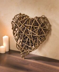 Spar-Set 2x Deko-Herz "Rebenholz", 40 Cm In Braun