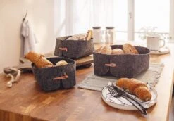 Spar-Set 2x Filzschale "Modern Look", Größte Ø 20 X 10 Cm In Anthrazit