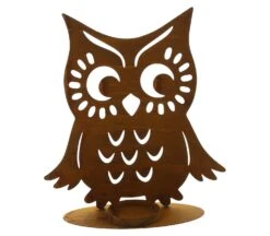 Spar-Set 2x Kerzenhalter "Eule", Höhe 24 Cm In Braun