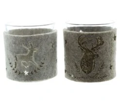 Spar-Set 2x Teelichthalter "Hirsch", Ø 7 X 8 Cm, Ohne Kerzen In Braun