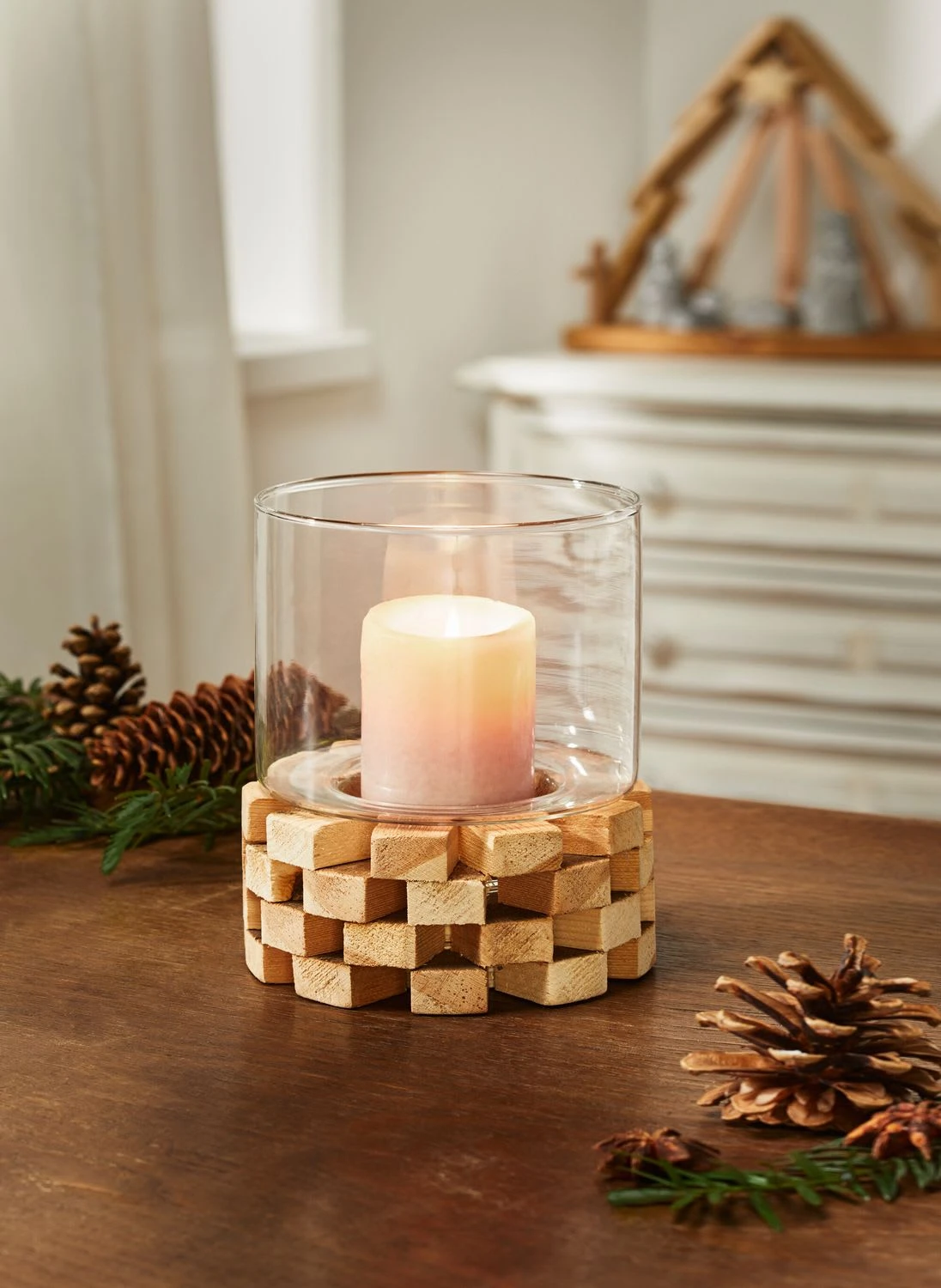 Windlicht "Wood" 140x140x160 In Bunt 4 Windlicht "Wood" 140x140x160 In Bunt – Bild 2