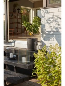 2er-Set: Blumentöpfe "Podium" In Anthrazit -Heimdekoration hubsch 2er set blumentopfe podium in anthrazit 2