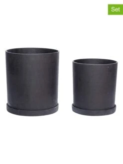 2er-Set: Blumentöpfe "Podium" In Anthrazit