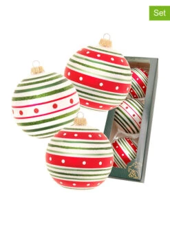 3er-Set: Christbaumkugeln In Weiß/ Rot/ Grün - Ø 8