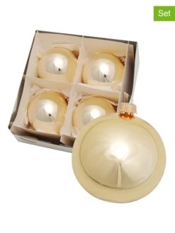 Christbaumkugeln In Gold - 4 Stück - Ø 8 Cm