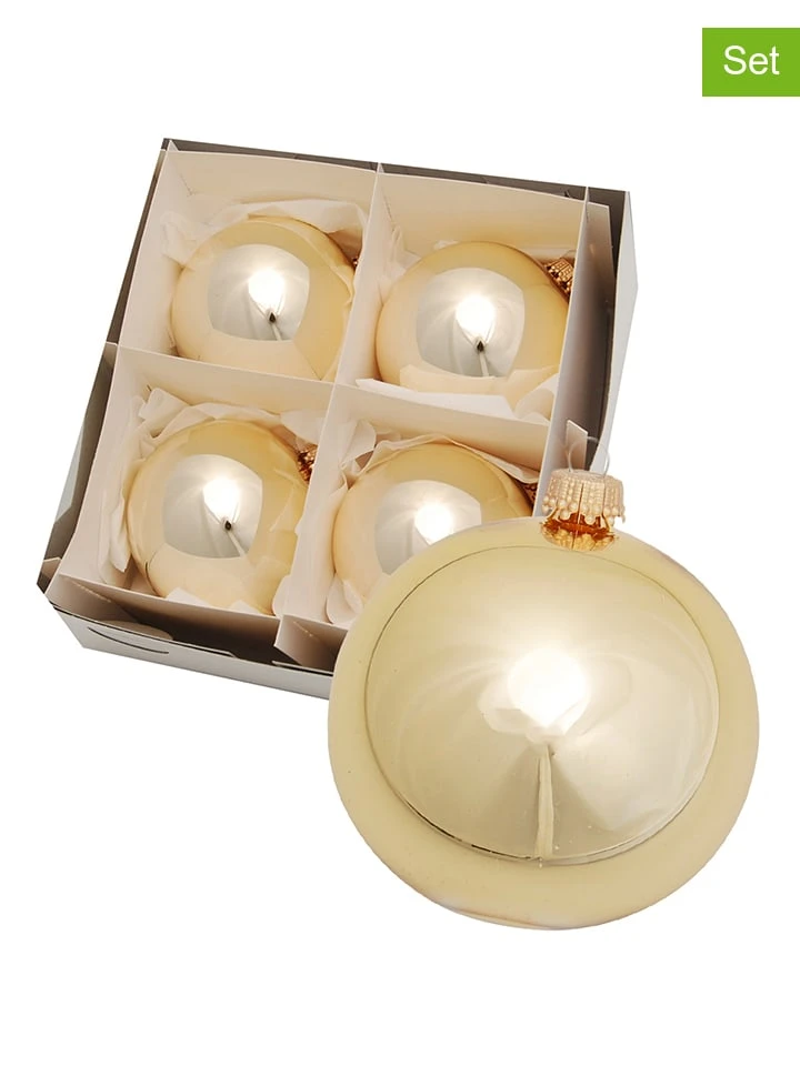 Christbaumkugeln In Gold - 4 Stück - Ø 8 Cm 3 Christbaumkugeln In Gold - 4 Stück - Ø 8 Cm