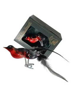 Christbaumornament "Dompfaff" In Rot/ Schwarz - (L)9 Cm