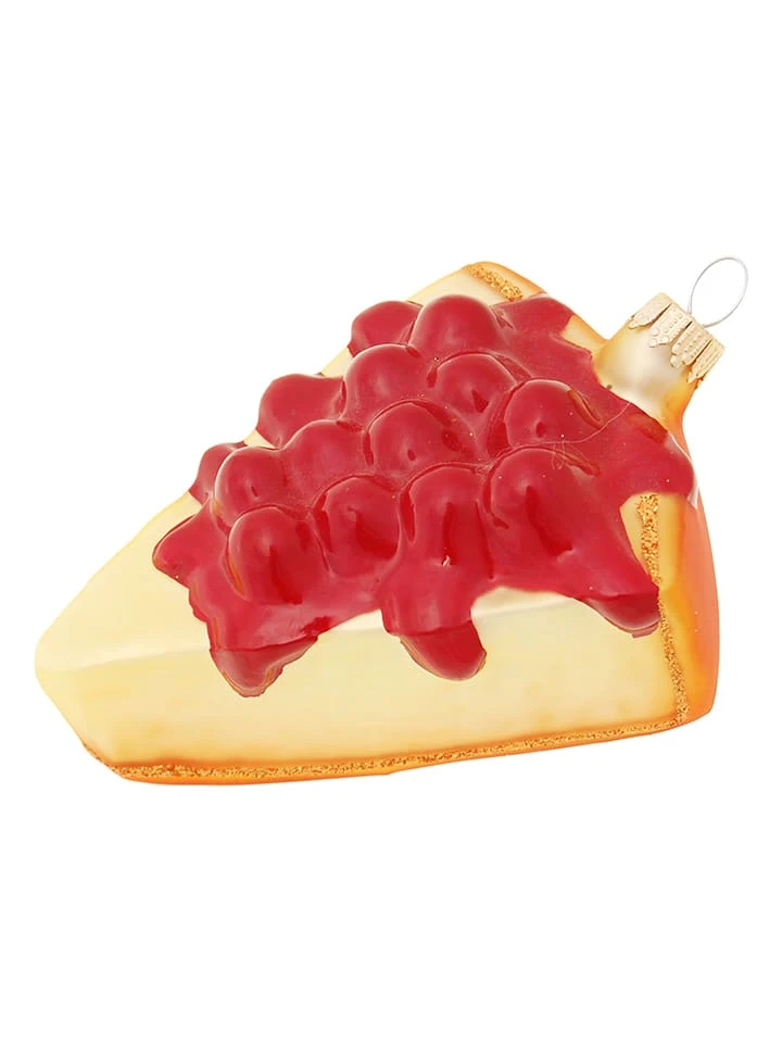 Christbaumornament "Käsekuchen Mit Kirschen" In Rot - (L)10 Cm 3 Christbaumornament "Käsekuchen Mit Kirschen" In Rot - (L)10 Cm