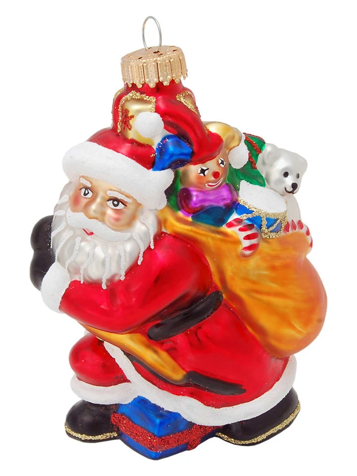Christbaumornament "Weihnachtsmann Mit Geschenksack" In Rot - (L)10 Cm 3 Christbaumornament "Weihnachtsmann Mit Geschenksack" In Rot - (L)10 Cm