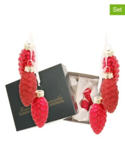 Christbaumzapfen "Minitannenzapfen" In Rot - 6 Stück