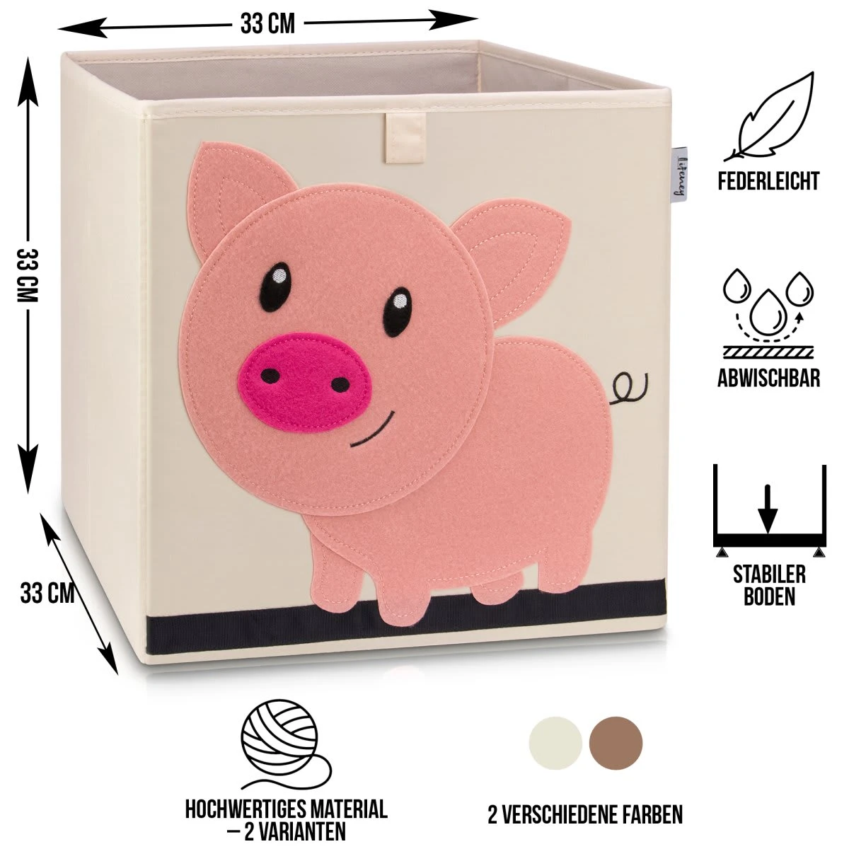 Aufbewahrungsbox Schwein Hell, 33 X 33 X 33 Cm 4 Aufbewahrungsbox Schwein Hell, 33 X 33 X 33 Cm – Bild 2