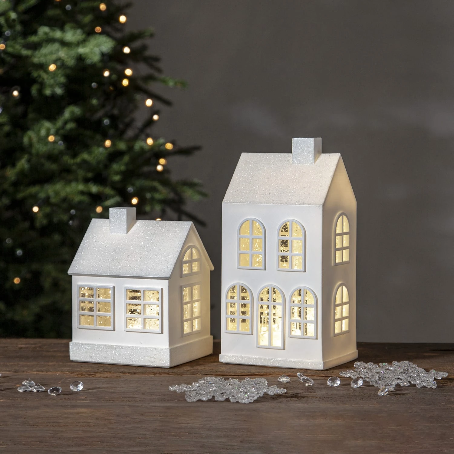 LED Haus Lichthauts Wasserlaterne Beleuchtet H: 22,5cm In Weiß 5 LED Haus Lichthauts Wasserlaterne Beleuchtet H: 22,5cm In Weiß – Bild 3