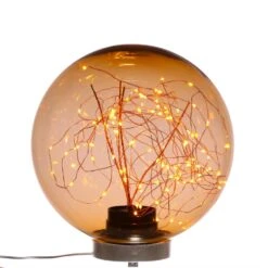 LED Kugel Mit Drahtlichterkette Stehend Für Außen D: 25cm In Orange