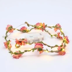 LED Lichterkette Blumen In Pink - L: 1,45m