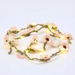 LED Lichterkette Blumen In Rosa - L: 1,45m