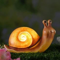 LED Solar Gartenfigur Schnecke In Orange - H: 10,5cm -Heimdekoration marelida led solar gartenfigur schnecke in orange h 10 5cm 1