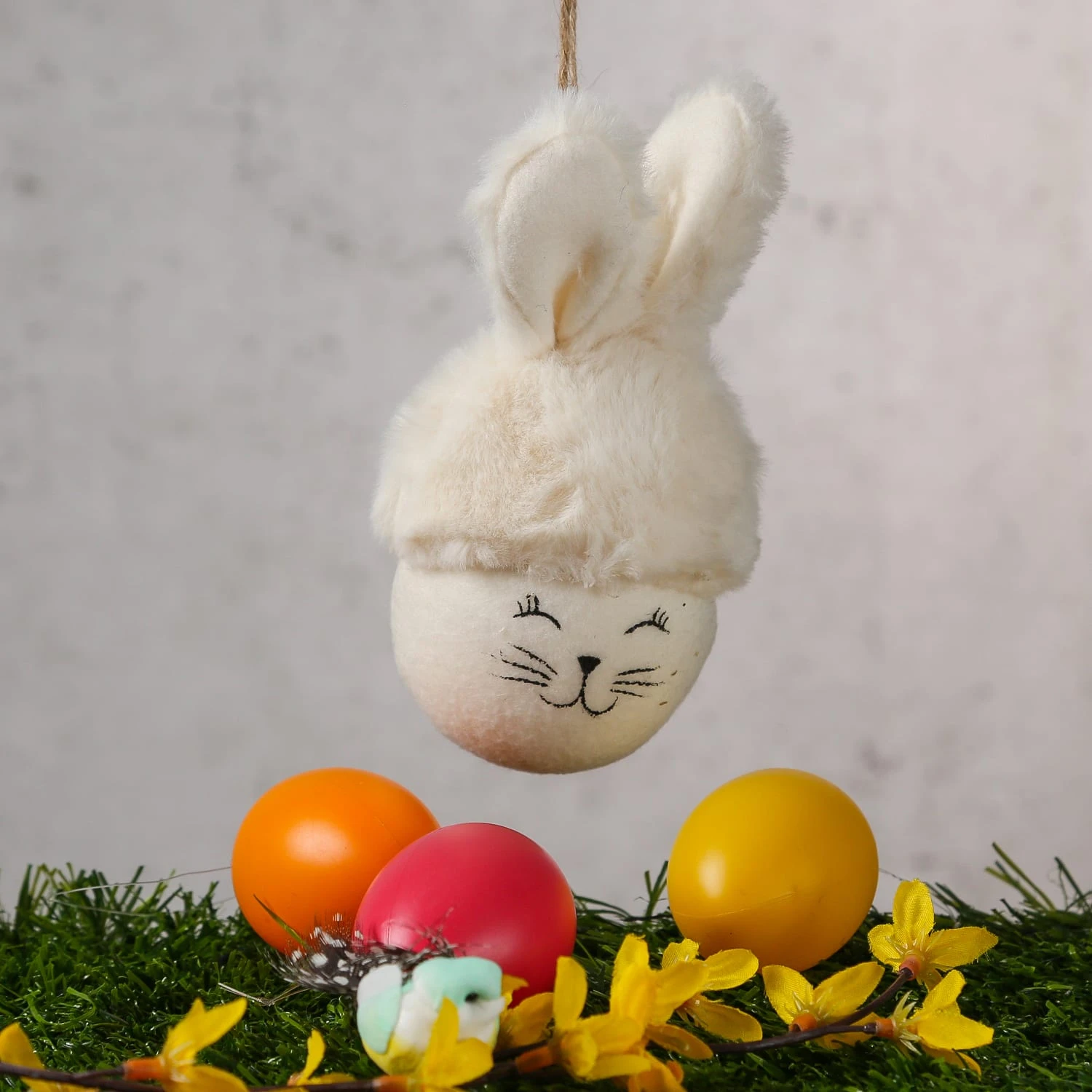 Osterhase Mit Plüschohren Dekofigur Ostern H: 16cm In Weiß 4 Osterhase Mit Plüschohren Dekofigur Ostern H: 16cm In Weiß – Bild 2
