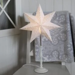 Papiestern Leuchtstern 7-zackig Stehend H: 55cm In Weiß 8 Papiestern Leuchtstern 7-zackig Stehend H: 55cm In Weiß -Heimdekoration marelida papiestern leuchtstern 7 zackig stehend h 55cm in weiss 2