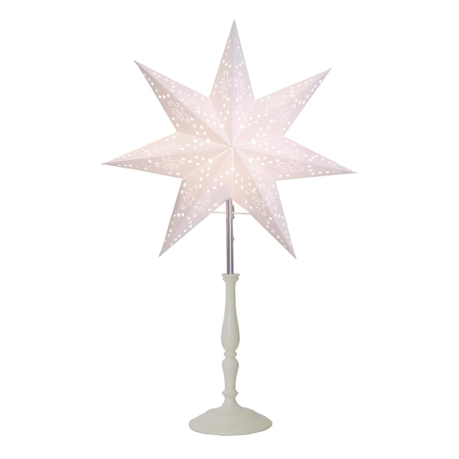 Papiestern Leuchtstern 7-zackig Stehend H: 55cm In Weiß 3 Papiestern Leuchtstern 7-zackig Stehend H: 55cm In Weiß