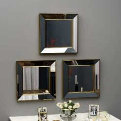 Spiegel Chill 3er 40x40cm Gold -Heimdekoration moebel17 spiegel chill 3er 40x40cm gold 3
