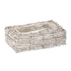 2 X Blumentopf In Weiß/ Natur - (B)27 X (H)8 X (T) 17 Cm