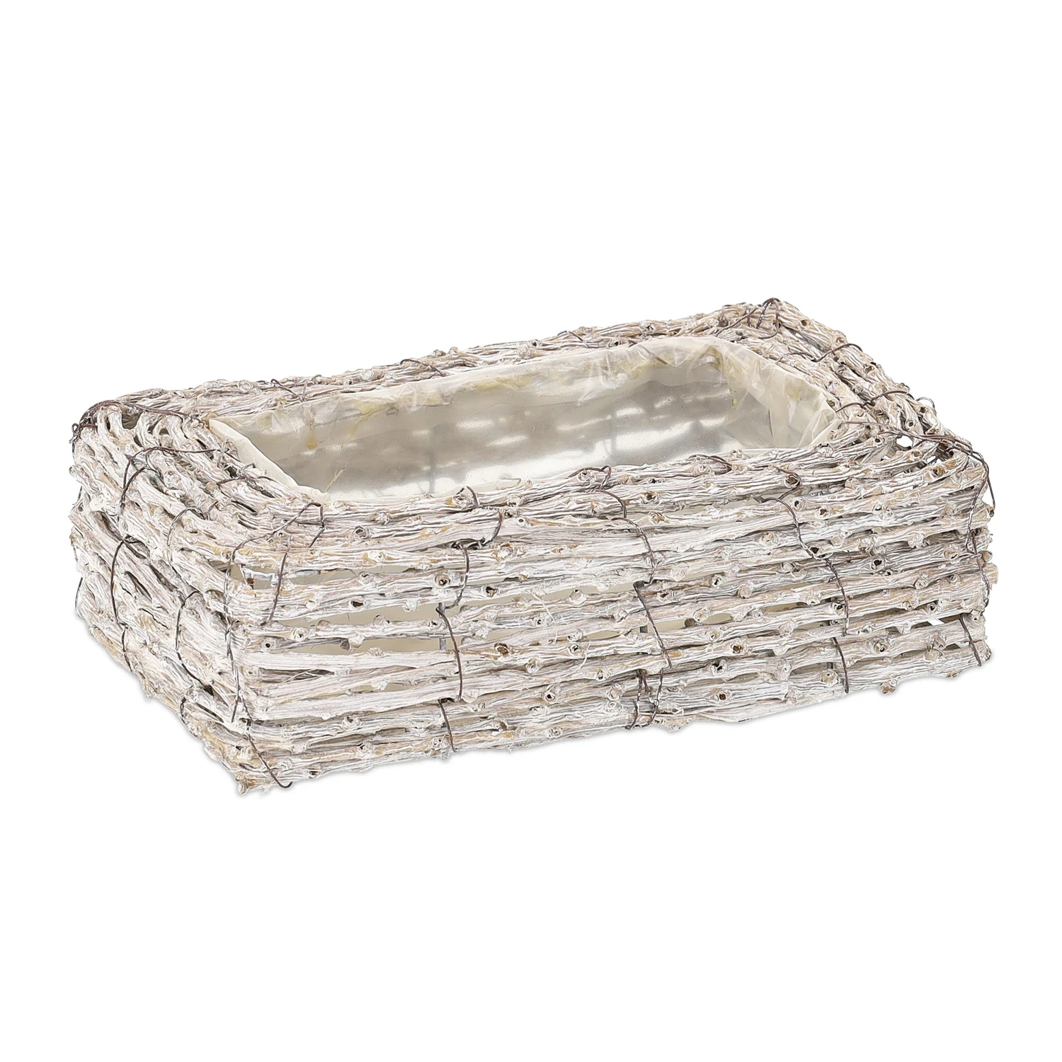 2 X Blumentopf In Weiß/ Natur - (B)27 X (H)8 X (T) 17 Cm 3 2 X Blumentopf In Weiß/ Natur - (B)27 X (H)8 X (T) 17 Cm