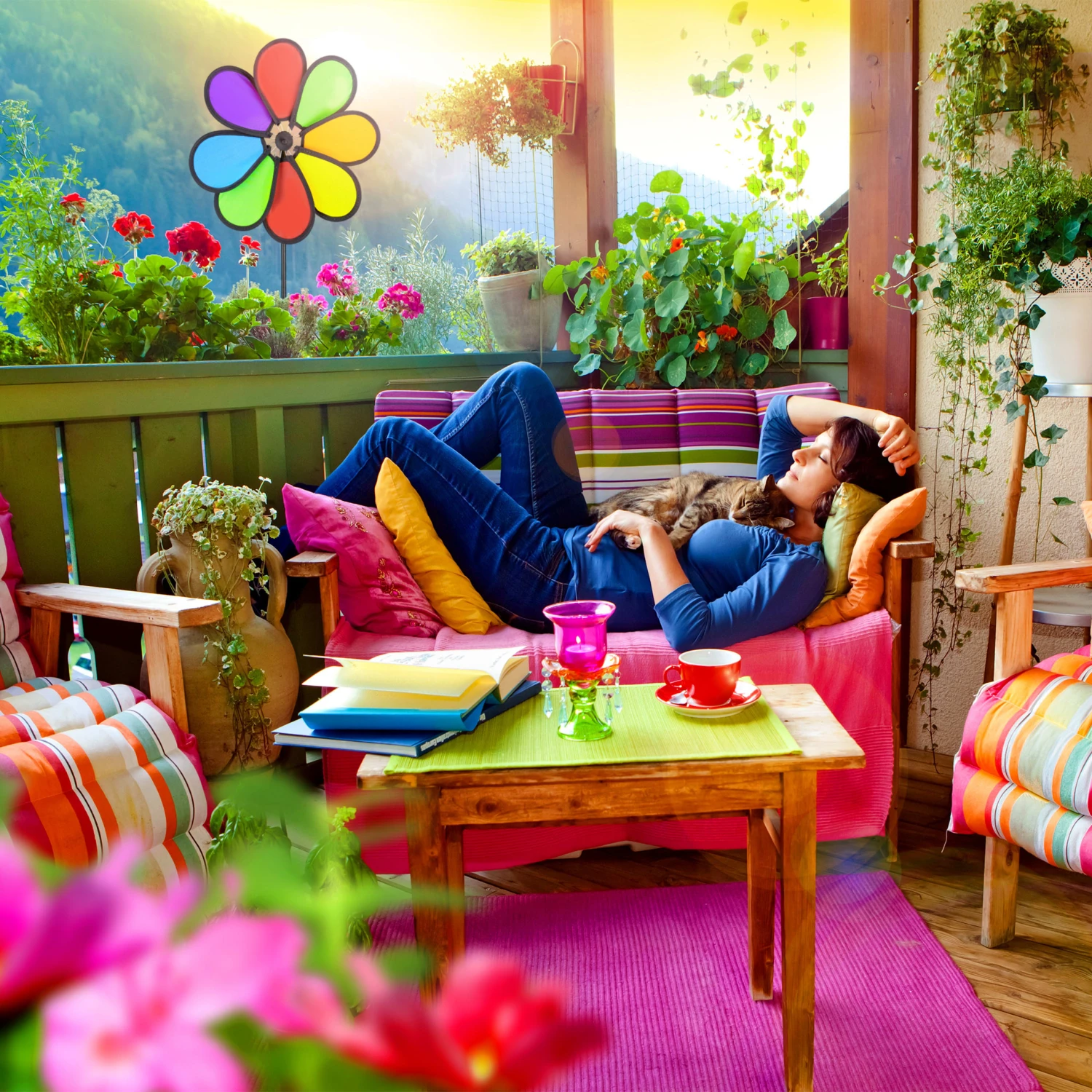 2 X Windrad In Bunt - (B)31 X (H)72 X (T)6,5 5 2 X Windrad In Bunt - (B)31 X (H)72 X (T)6,5 – Bild 3