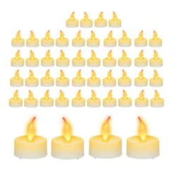 48x LED Teelichter In Weiß