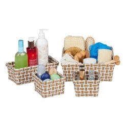 4x Aufbewahrungskorb In Weiß/ Braun -Heimdekoration relaxdays 4x aufbewahrungskorb in weiss braun 7