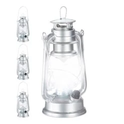 4x Sturmlaterne LED In Silber