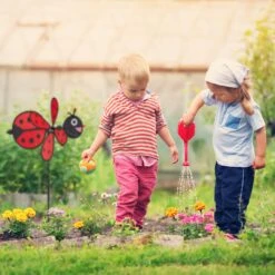 4x Windrad In Rot/Schwarz - (B)36,5 X (H)76,5 X (T)51,5 Cm -Heimdekoration relaxdays 4x windrad in rot schwarz b 36 5 x h 76 5 x t 51 5 cm 2