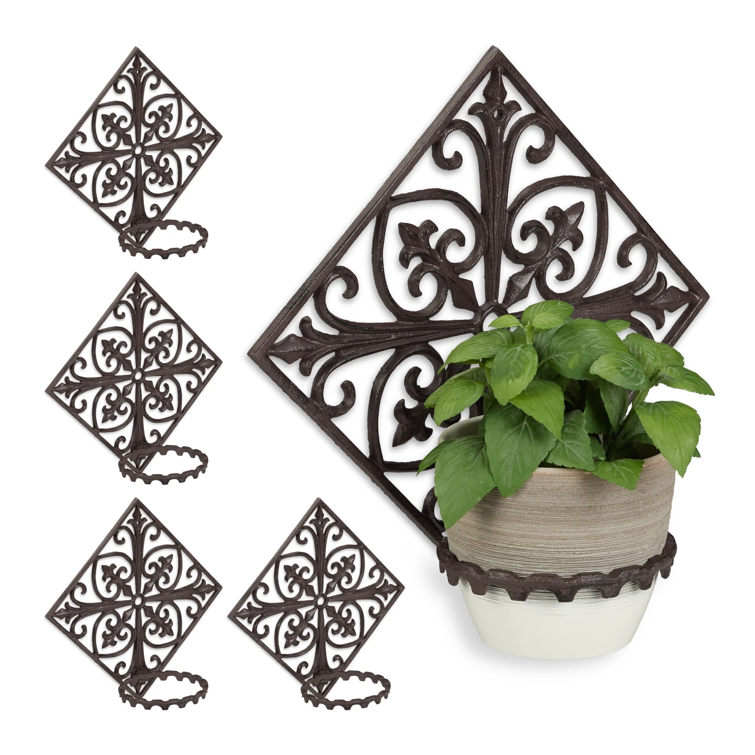 5 X Blumenhalter In Dunkelbraun - Ø 13 Cm 10 5 X Blumenhalter In Dunkelbraun - Ø 13 Cm – Bild 8