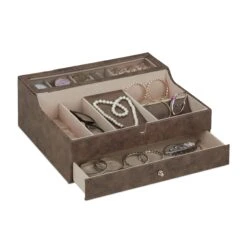 Schmuckkästchen In Braun - (B)34 X (H)13 X (T)31 Cm -Heimdekoration relaxdays schmuckkastchen in braun b 34 x h 13 x t 31 cm 7