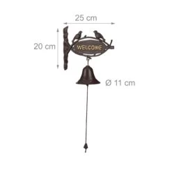 Türglocke Welcome In Dunkelbraun -Heimdekoration relaxdays turglocke welcome in dunkelbraun 3