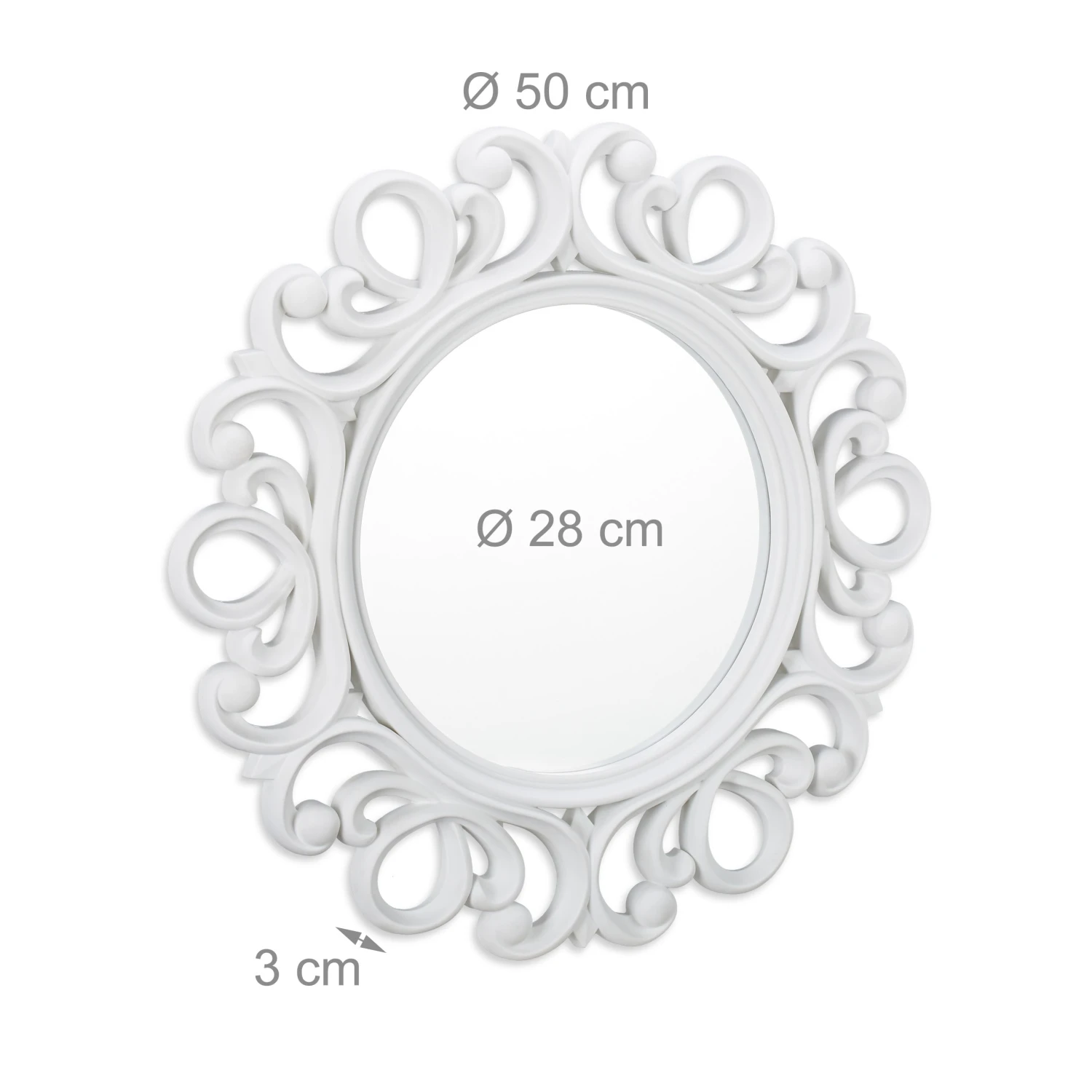 Wandspiegel In Weiß - Ø 50 Cm 6 Wandspiegel In Weiß - Ø 50 Cm – Bild 4