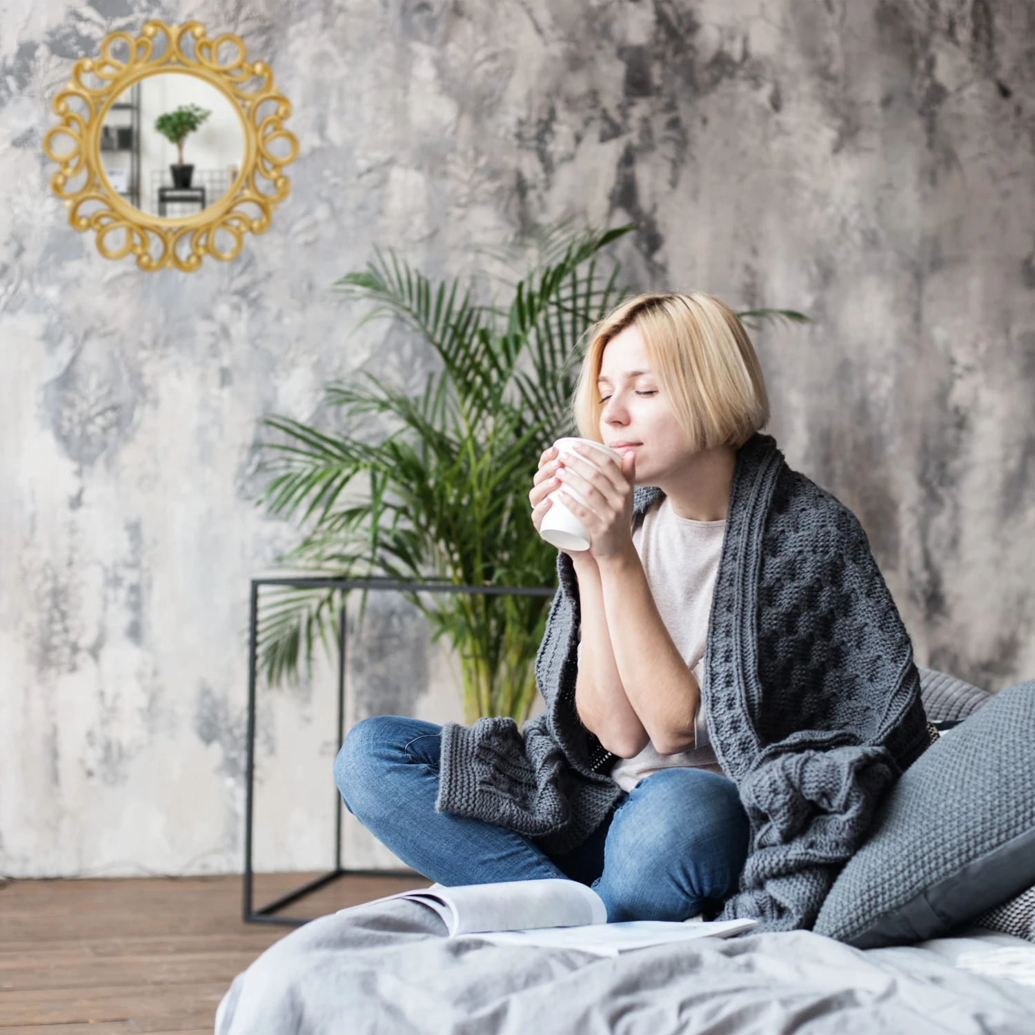 Wandspiegel In Weiß - Ø 50 Cm 7 Wandspiegel In Weiß - Ø 50 Cm – Bild 5