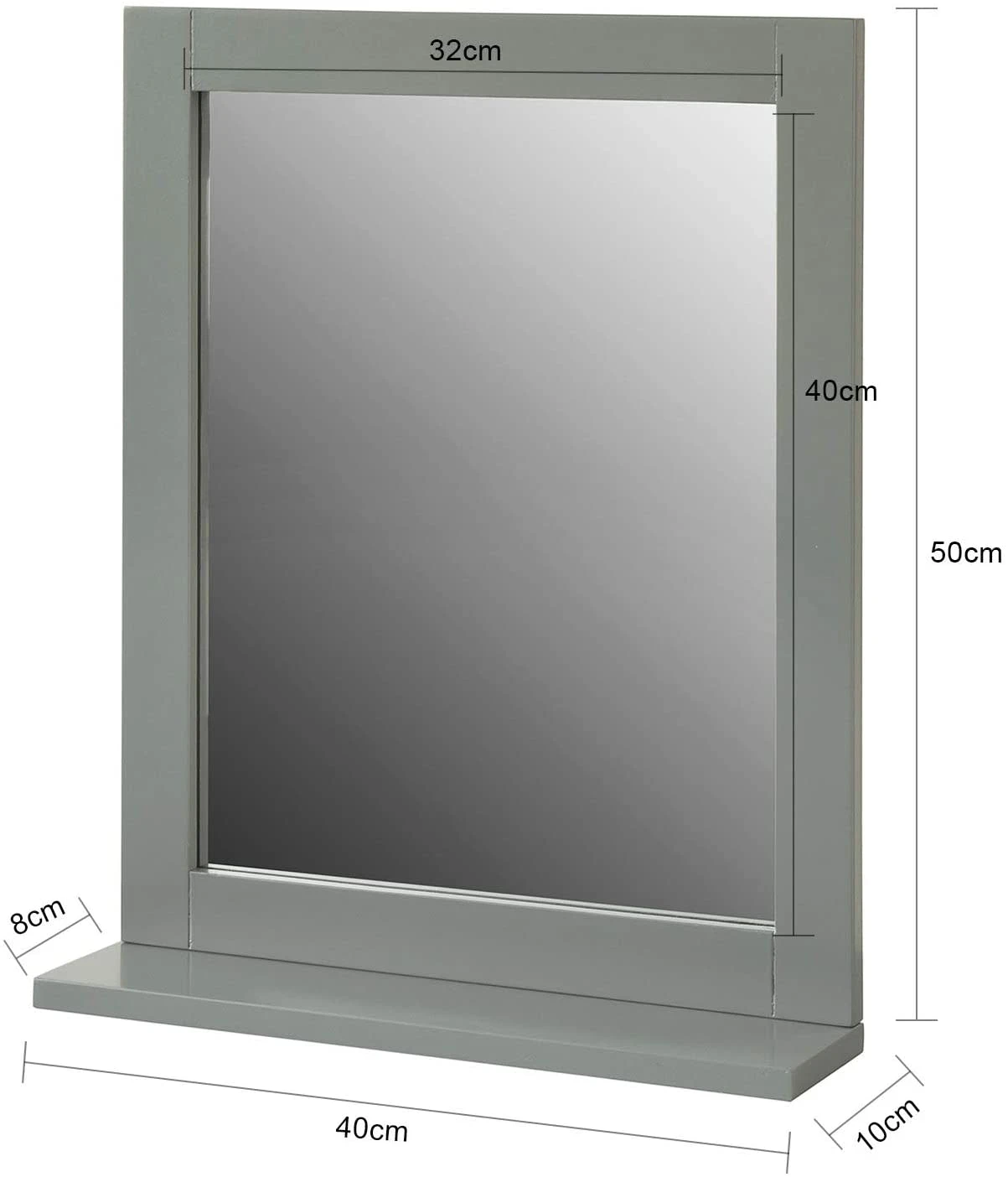 Wandspiegel In Grau - (B)40 X (H)50 X (T)10cm 6 Wandspiegel In Grau - (B)40 X (H)50 X (T)10cm – Bild 4