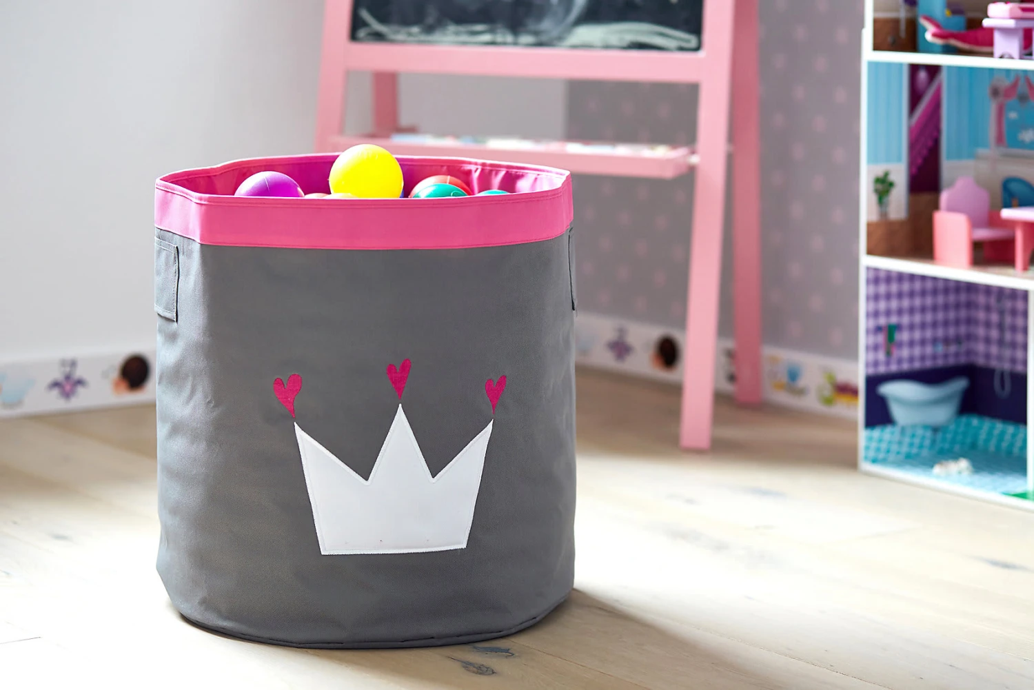 Aufbewahrungskorb Maxi Krone Grau/pink, Mit Tragegriffen, 44 X 44 X 44 Cm 4 Aufbewahrungskorb Maxi Krone Grau/pink, Mit Tragegriffen, 44 X 44 X 44 Cm – Bild 2