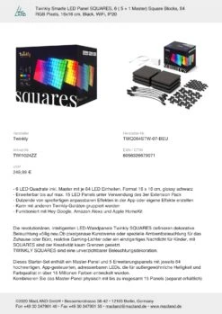 Twinkly Smarte LED Panele SQUARES 6er Starter-Kit (5 + 1 Master) In Bunt - RGB LED 20 Twinkly Smarte LED Panele SQUARES 6er Starter-Kit (5 + 1 Master) In Bunt - RGB LED -Heimdekoration twinkly smarte led panele squares 6er starter kit 5 1 master in bunt rgb led 8