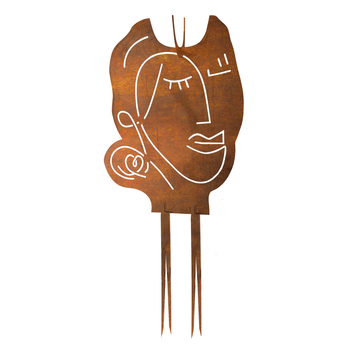 Gartenstecker Abstraktes Gesicht Frau Mit Pflanzschalenhalter In Silber 7 Gartenstecker Abstraktes Gesicht Frau Mit Pflanzschalenhalter In Silber – Bild 5